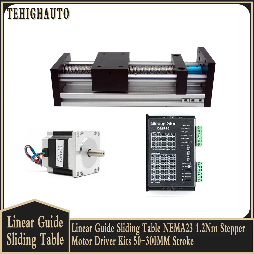 Linear Guide Sliding Table NEMA23 1.2Nm Stepper Motor Driver Kits 50-300MM Stroke Slide Table Guide Rail BallScrew SFU 1605
Linear Guide Sliding Table NEMA23 1.2Nm Stepper Motor Driver Kits 50-300MM Stroke Slide Table Guide Rail BallScrew SFU 1605
