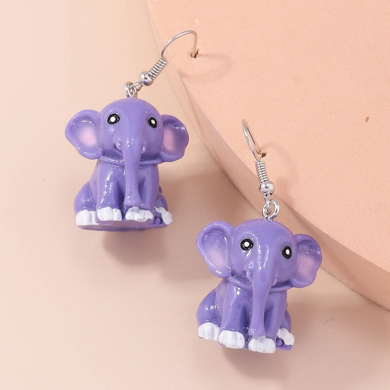 

Cartoon Elephant Drop Earrings for Women Resin Animal Dangle Hook Earrings Brincos Femme Girls Party Holiday Jewelry Gifts