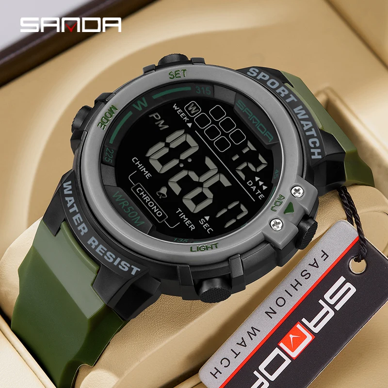 

SANDA 2140 Sport Men's Luxury Brand 5Bar Waterproof Watches Montre Alarm Clock Fashion Digital Wristwatches Relogio Masculino