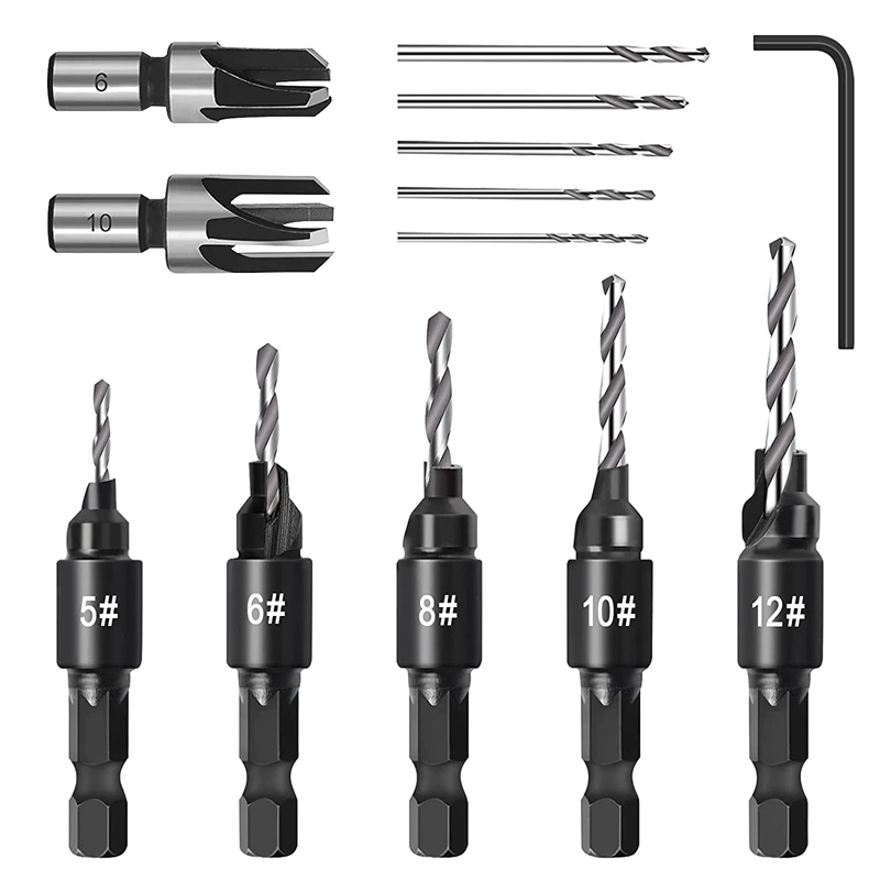Countersink Drill Bit Set, Woodworking Chamfer Adjustable Countersink Tools On Counter Sink Holes With 1/4Inch Hex Shank
Countersink Drill Bit Set, Woodworking Chamfer Adjustable Countersink Tools On Counter Sink Holes With 1/4Inch Hex Shank