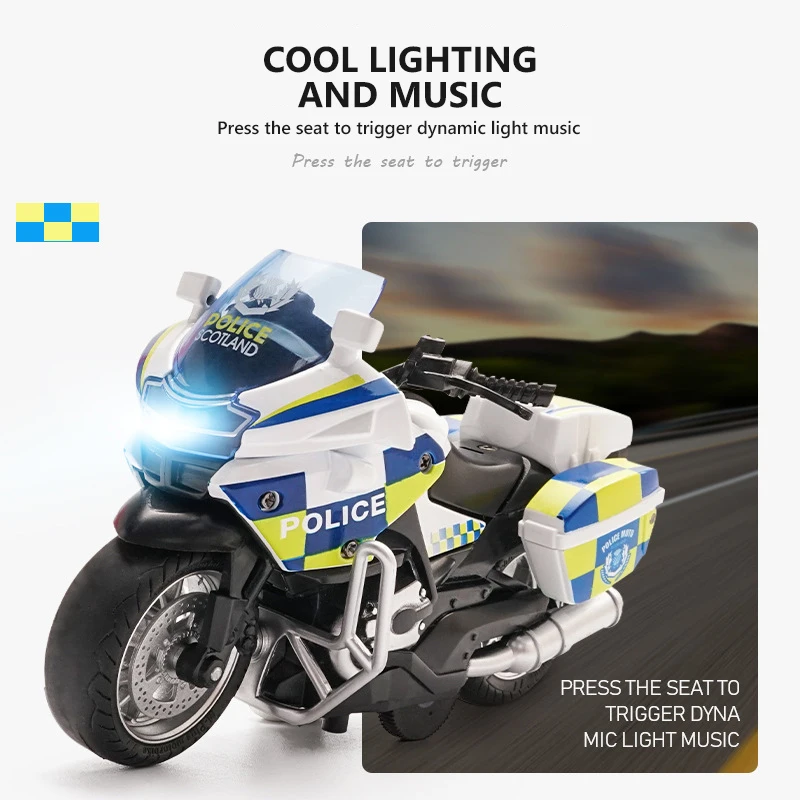 Motorcycle Toy Model 1:14 Alloy Pull Back Activity Motorcycle with Light and Music Police Car Model Locomotive Children's Toys
Motorcycle Toy Model 1:14 Alloy Pull Back Activity Motorcycle with Light and Music Police Car Model Locomotive Children's Toys