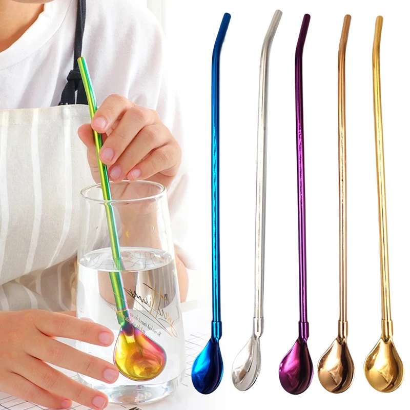 Reusable Long Straw Spoon Portable Tea Scoop Multicolor 18/10 Stainless Steel Straw Bar Cocktail Coffee Stirring Drinking Spoon
Reusable Long Straw Spoon Portable Tea Scoop Multicolor 18/10 Stainless Steel Straw Bar Cocktail Coffee Stirring Drinking Spoon