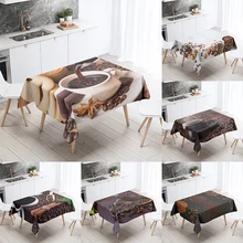 Coffee Coffee Bean Tablecloth Waterproof Rectangular Tablecloth Wedding Restaurant Table Decoration Kitchen Home Decoration