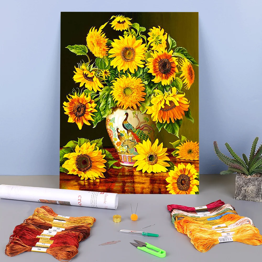 Sunflowers Flower Printed Water-Soluble Canvas 11CT Cross-Stitch Embroidery Kit DMC Threads Sewing Hobby Handiwork Counted
Sunflowers Flower Printed Water-Soluble Canvas 11CT Cross-Stitch Embroidery Kit DMC Threads Sewing Hobby Handiwork Counted