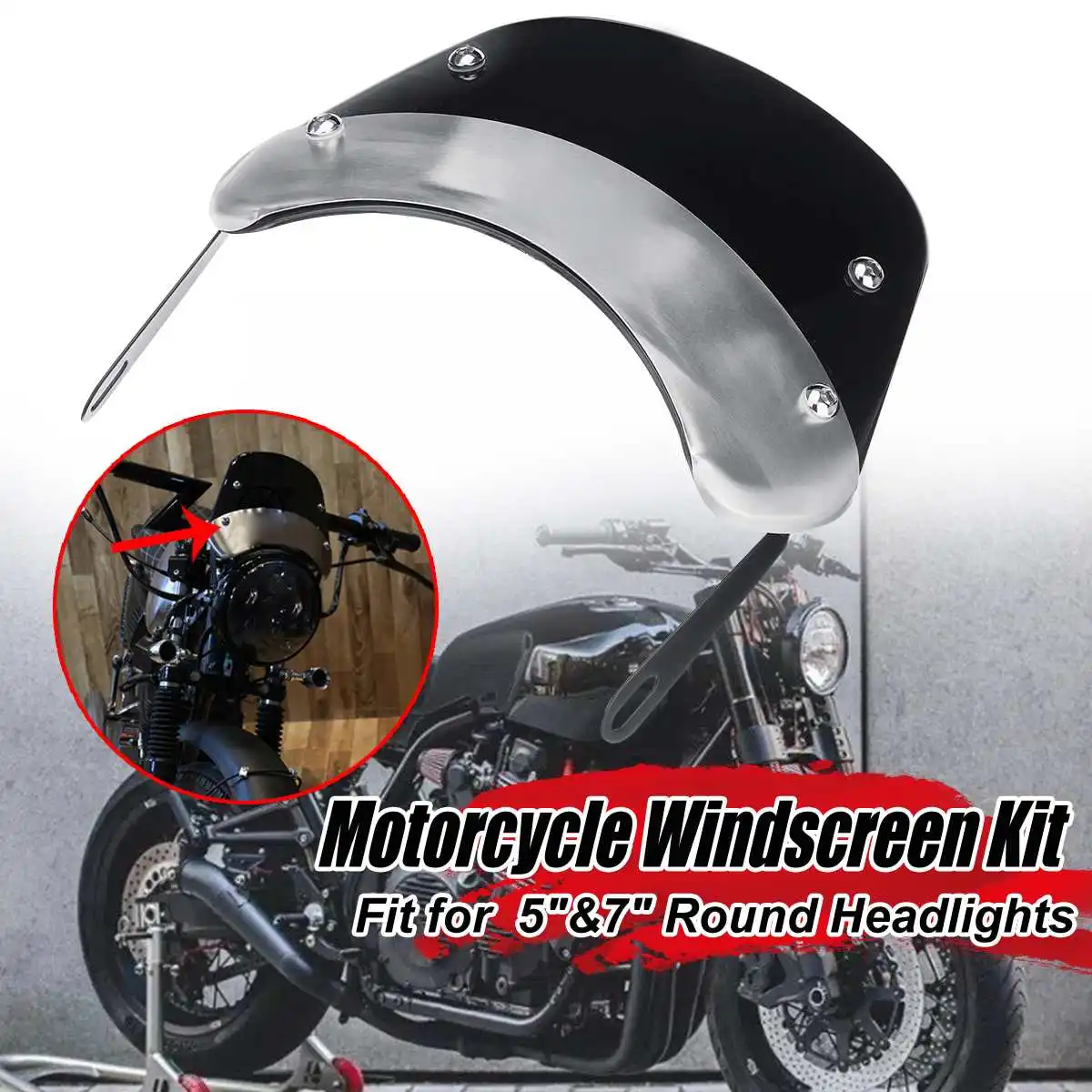Универсальный комплект для лобового стекла мотоцикла с кронштейном для Davidson Yamaha Suzuki Honda KAWASAK FIT 5 & 7 "круглые фары
Универсальный комплект для лобового стекла мотоцикла с кронштейном для Davidson Yamaha Suzuki Honda KAWASAK FIT 5 & 7 "круглые фары