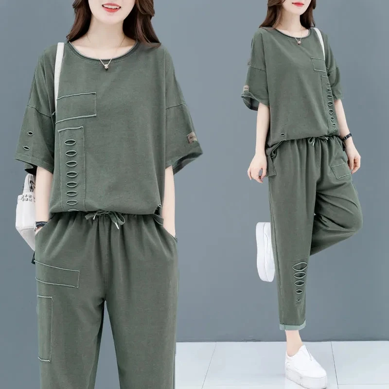 Piece Set Casual Female Outfit Cotton Set Women Summer New Short-Sleeved Green striped Jacket Stitching Embroidery Top
Piece Set Casual Female Outfit Cotton Set Women Summer New Short-Sleeved Green striped Jacket Stitching Embroidery Top