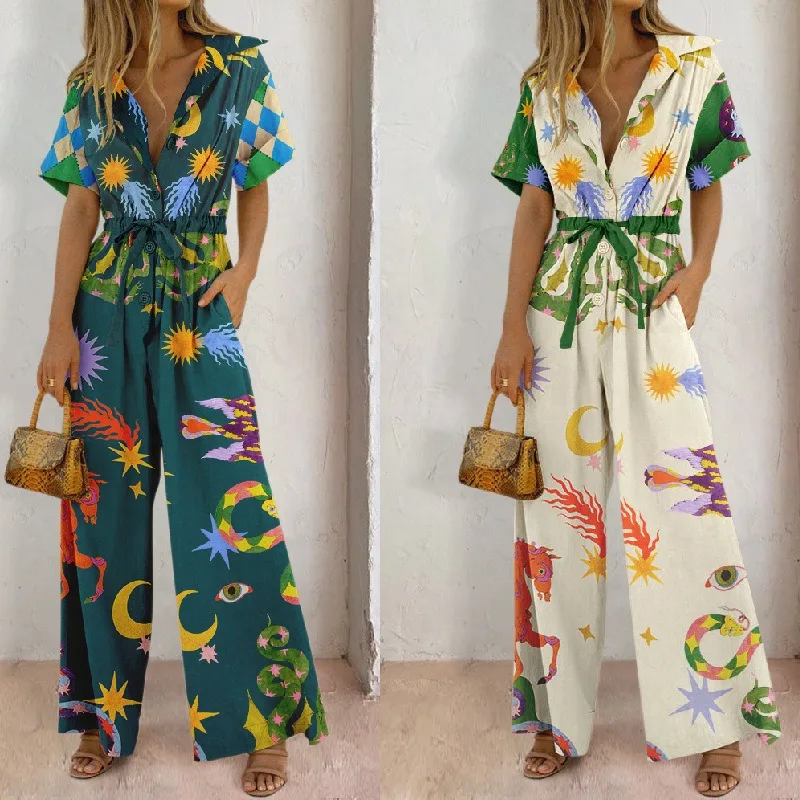 Elegant Corset Jumpsuit Romper for Women 2023 Casual Fashion Print Short Sleeve V Neck High Waist Wide Leg Pants Onepieces
Elegant Corset Jumpsuit Romper for Women 2023 Casual Fashion Print Short Sleeve V Neck High Waist Wide Leg Pants Onepieces