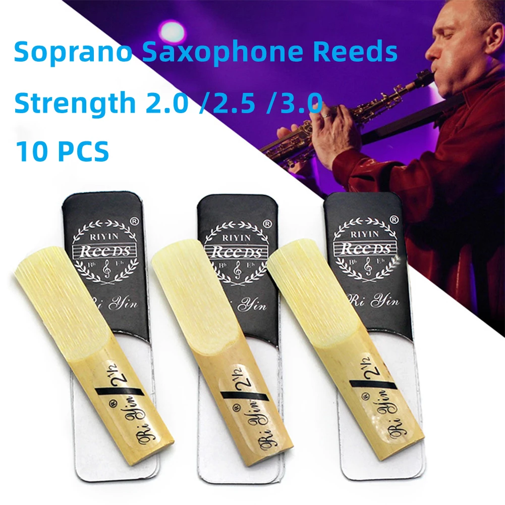 10pcs Bb Soprano Sax Reeds Strength 2/2.5/3 Saxophone Reed Quality Instrument Accessories Excellent Pitch Stability Intonation
10pcs Bb Soprano Sax Reeds Strength 2/2.5/3 Saxophone Reed Quality Instrument Accessories Excellent Pitch Stability Intonation