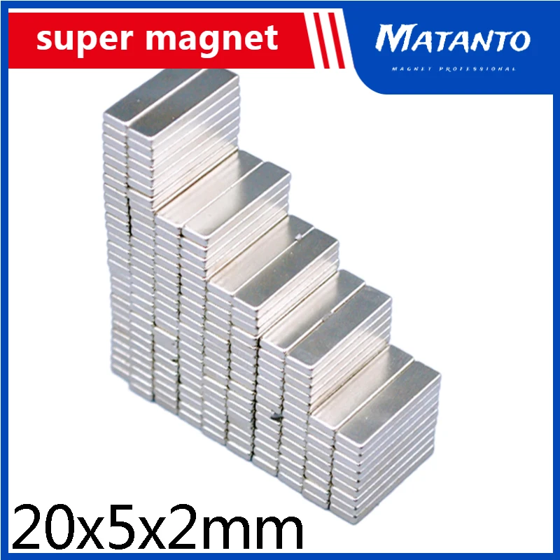 

20/50/100/200/300/500pcs Block Super Strong Magnetic Magnets Permanent Neodymium Rectangular Magnet 20*5*2 mm 20x5x2mm