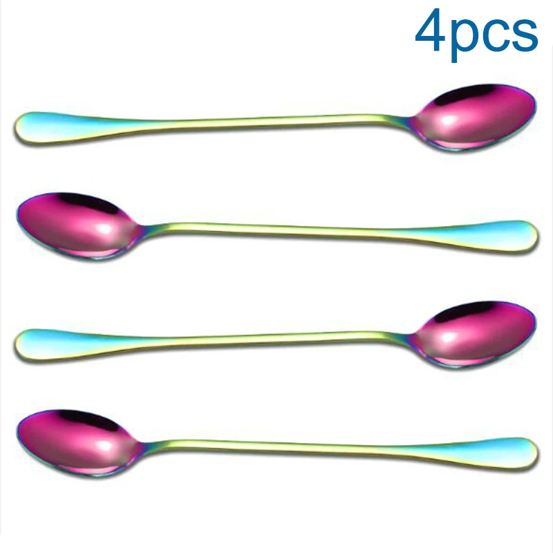 4Pcs Stainless Steel Stirring Spoon Colorful Long Handle Spoons Coffee Tea Dessert Spoon Cutlery Home Kitchen Tableware
4Pcs Stainless Steel Stirring Spoon Colorful Long Handle Spoons Coffee Tea Dessert Spoon Cutlery Home Kitchen Tableware