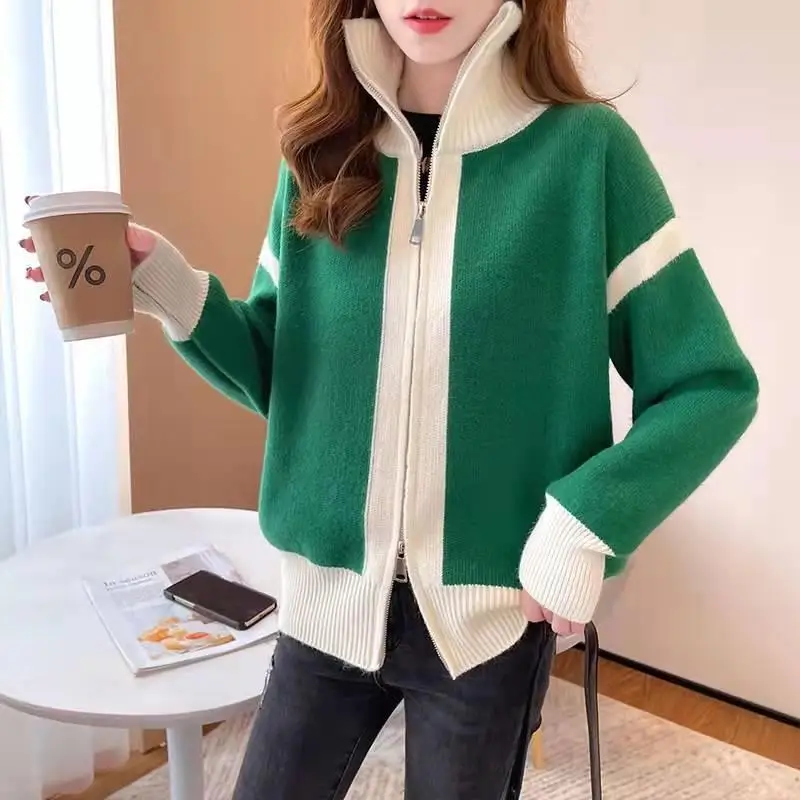 2022 Spring Autumn Stand Up Collar Fashion Patchwork Knitted Cardigan Woman Long Sleeve Loose Casual Zipper Sweater Coat D42
2022 Spring Autumn Stand Up Collar Fashion Patchwork Knitted Cardigan Woman Long Sleeve Loose Casual Zipper Sweater Coat D42