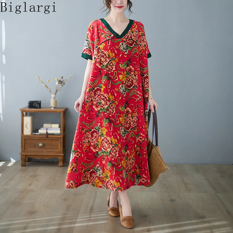 Oversized Flower Floral Summer Women Dress Beach for Loose Casual Ladies Dresses Big Size Floral Korean Cotton Flower Dress 2022
Oversized Flower Floral Summer Women Dress Beach for Loose Casual Ladies Dresses Big Size Floral Korean Cotton Flower Dress 2022