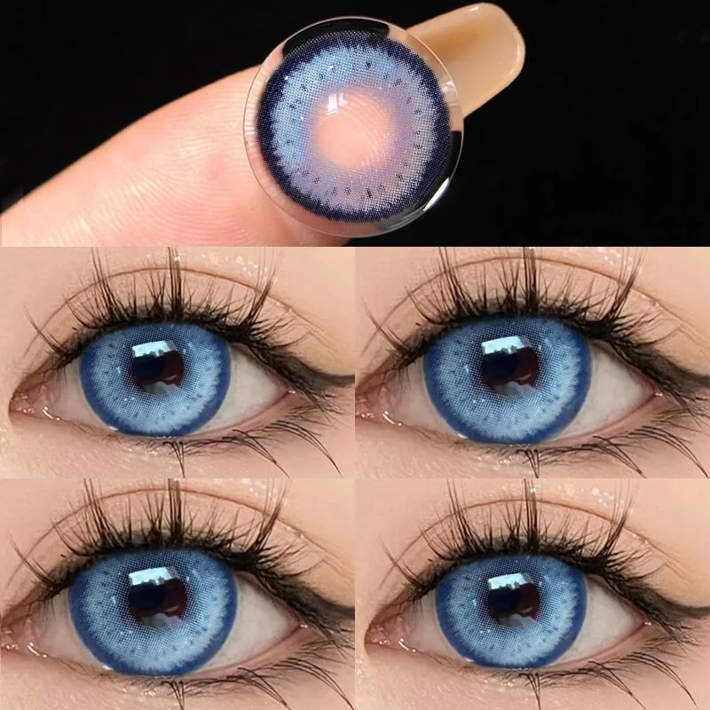 

YIMEIXI 1 пара (2 шт.) корейские цветные контактные линзы для глаз, высокое качество с диоптриями, рецептурные синие линзы для глаз, бесплатная доставка