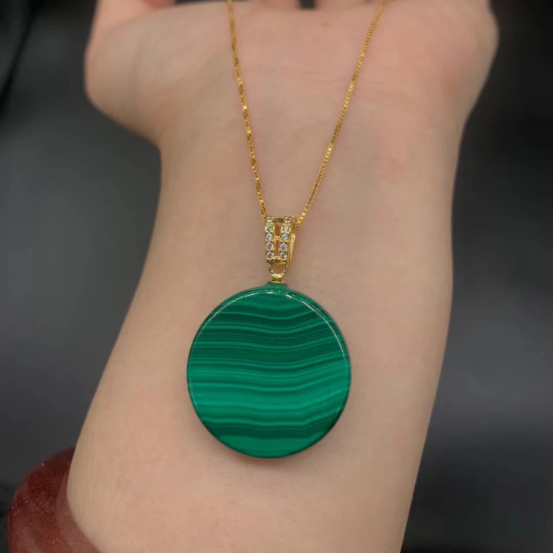 Natural Malachite Pre-arranged Pendant Brass 18ct Yellow Gold Plated Necklace Women's Fashion Jewellery
Natural Malachite Pre-arranged Pendant Brass 18ct Yellow Gold Plated Necklace Women's Fashion Jewellery