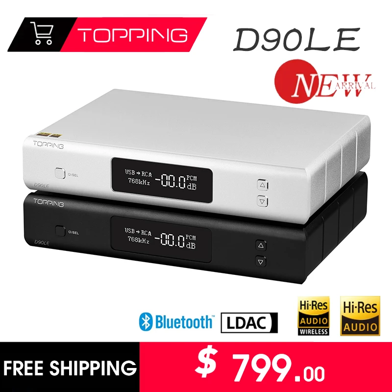 

TOPPING D90LE ES9038PRO Digital Audio Music Decoder DAC Bluetooth 5.0 DSD512 Decoder HiFi Preamplifier Hi-Res Audio