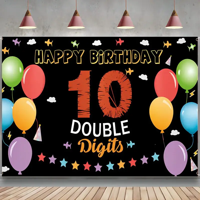 10th Happy Birthday Background Banner Decoration Children's Double Digit Birthday Party Yard Decoration Colorful Outdoor Indoor
10th Happy Birthday Background Banner Decoration Children's Double Digit Birthday Party Yard Decoration Colorful Outdoor Indoor