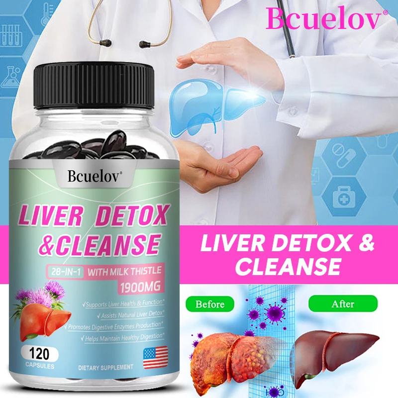 

Bcuelov Liver Cleanse Detox & Repair Fatty Liver Formula - Milk Thistle, Artichoke Extract - Liver Health Supplement Support