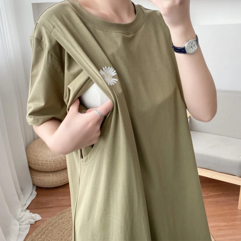 Spring Summer Simple Pure Color Breastfeeding Dress Long Skirt Short Sleeve Cotton Maternity Dresses Pregnant Women Clothes Tops
Spring Summer Simple Pure Color Breastfeeding Dress Long Skirt Short Sleeve Cotton Maternity Dresses Pregnant Women Clothes Tops