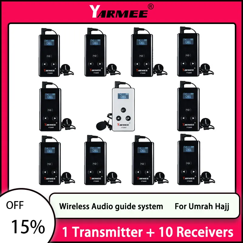 YARMEE Wireless Tour Guide System Whisper Audio Microphone Portable Transmitter Receiver For Travelling Show Meeting Umrah Hajj
YARMEE Wireless Tour Guide System Whisper Audio Microphone Portable Transmitter Receiver For Travelling Show Meeting Umrah Hajj