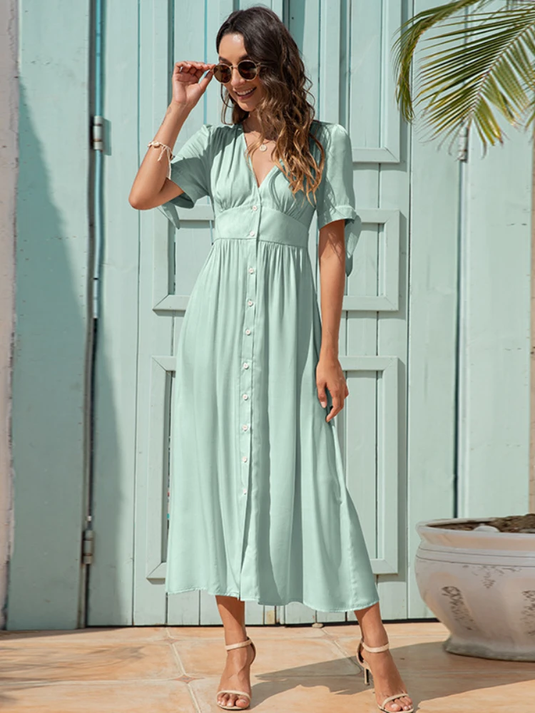 Split Maxi Summer Elegant Dresses for Women Solid Color Female Lace Up V Neck Long Dress Casual Clothes
Split Maxi Summer Elegant Dresses for Women Solid Color Female Lace Up V Neck Long Dress Casual Clothes