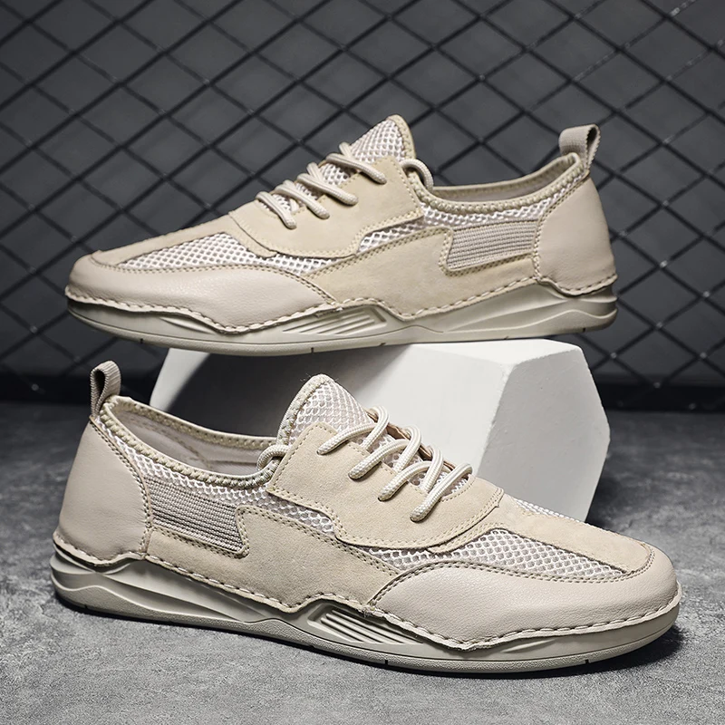 Trendy Genuine Leather Lace Up Men's Shoes Summer Breathable Mesh Men's Casual Shoes Outdoor Walking Men's Leather Shoes
Trendy Genuine Leather Lace Up Men's Shoes Summer Breathable Mesh Men's Casual Shoes Outdoor Walking Men's Leather Shoes