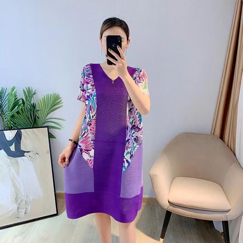 Miyake плиссированное платье 2022, женское летнее платье с v-образным вырезом и короткими рукавами, модное свободное платье с принтом, большой ра...
Miyake плиссированное платье 2022, женское летнее платье с v-образным вырезом и короткими рукавами, модное свободное платье с принтом, большой ра...