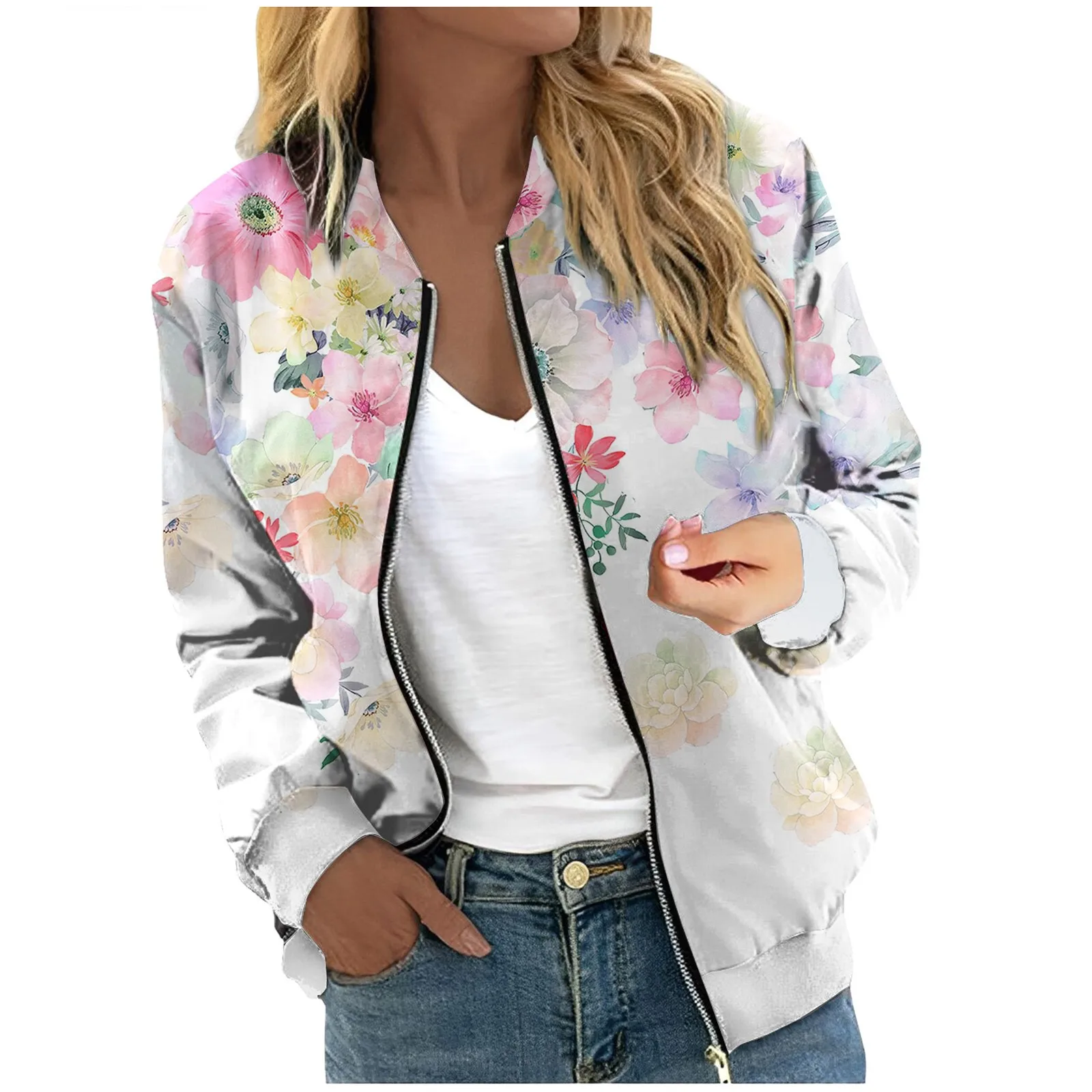 

Women'S Long-Sleeved Zipper Jacket Fashionable And Casual Printed Coat Versatile Everyday Winter Coat Chaquetas Para Mujeres