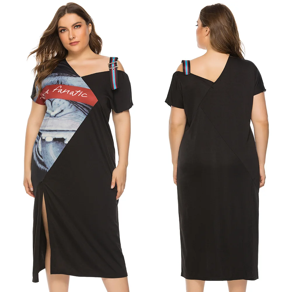 2022 Summer Big Yards Dress Sexy Off-the-shoulder Printing Splicing Fashion and Personality Split Lady Dress with Short Sleeves
2022 Summer Big Yards Dress Sexy Off-the-shoulder Printing Splicing Fashion and Personality Split Lady Dress with Short Sleeves
