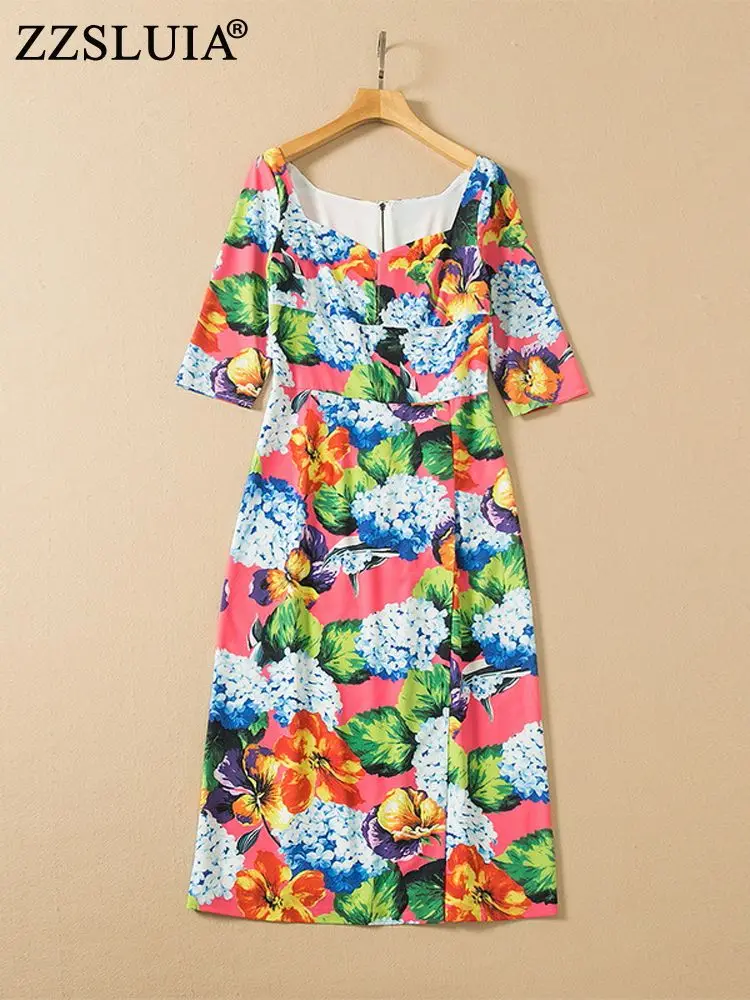 ZZSLUIA Elegant Dresses For Women Hydrangea Printed Designer Square Collar Slim Midi Dress Fashion Summer Slit Dresses Female
ZZSLUIA Elegant Dresses For Women Hydrangea Printed Designer Square Collar Slim Midi Dress Fashion Summer Slit Dresses Female