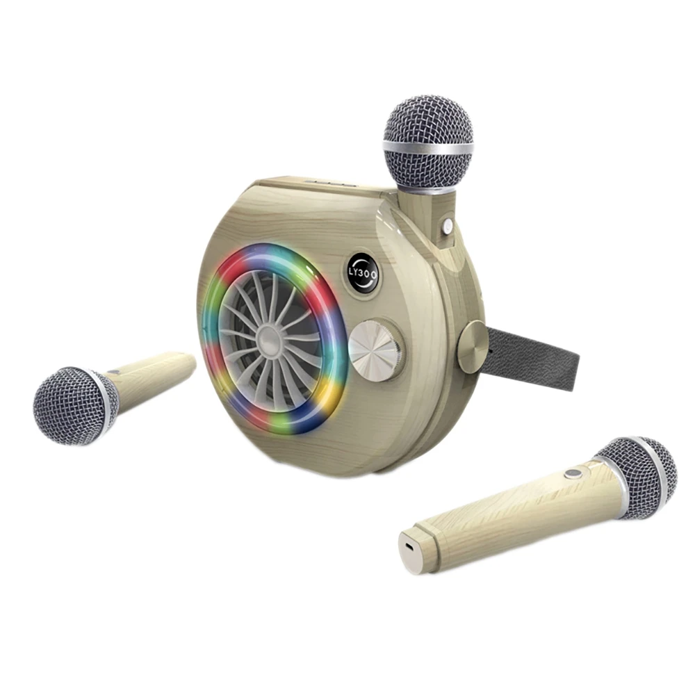 Portable Wireless Bluetooth Microphone with Two Wireless Mic Portable Audio System with FM/SD for Karaoke Light Walnut 
Portable Wireless Bluetooth Microphone with Two Wireless Mic Portable Audio System with FM/SD for Karaoke Light Walnut