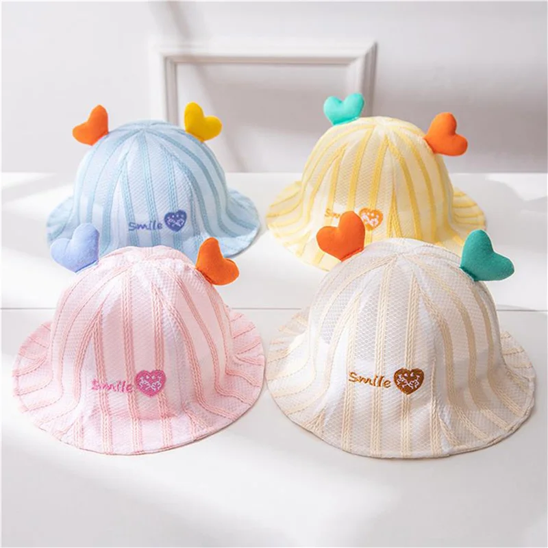 Infant Baby Summer Fisherman Hat, Heart Decoration Stripe Print Mesh Breathable Visor Cap, 6-18 Months
Infant Baby Summer Fisherman Hat, Heart Decoration Stripe Print Mesh Breathable Visor Cap, 6-18 Months