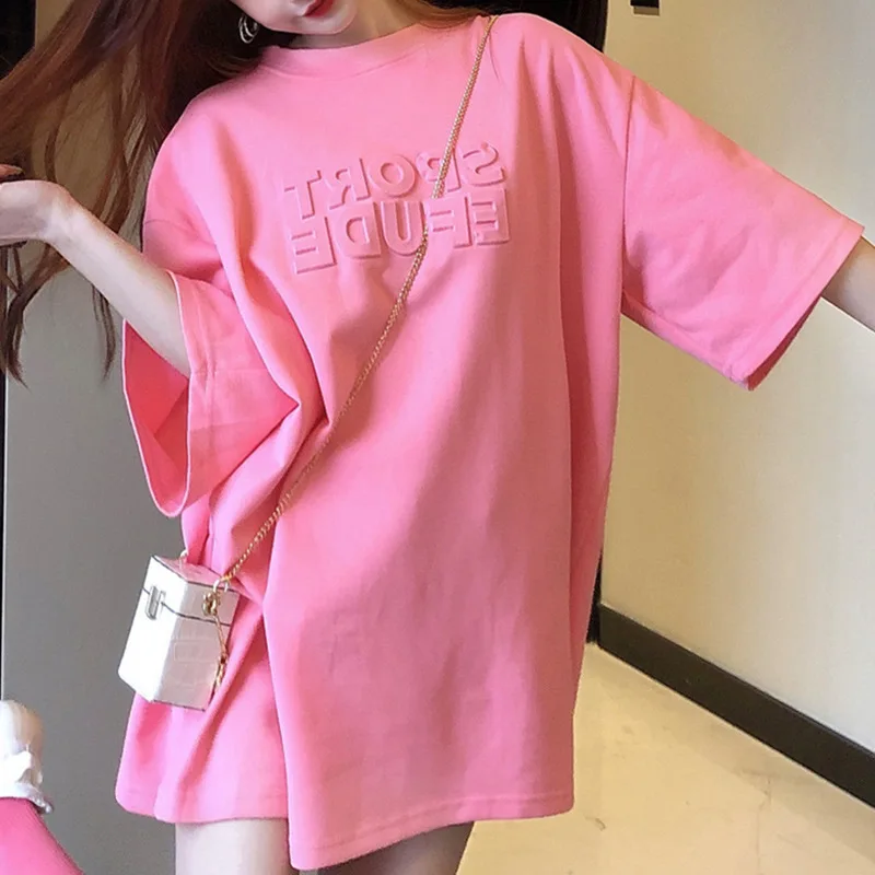 Summer Style Pink Cotton Short Sleeve Printing Loose Mid-Length Crew Neck Temperament Commute Style Women's Clothing T-Shirts
Summer Style Pink Cotton Short Sleeve Printing Loose Mid-Length Crew Neck Temperament Commute Style Women's Clothing T-Shirts