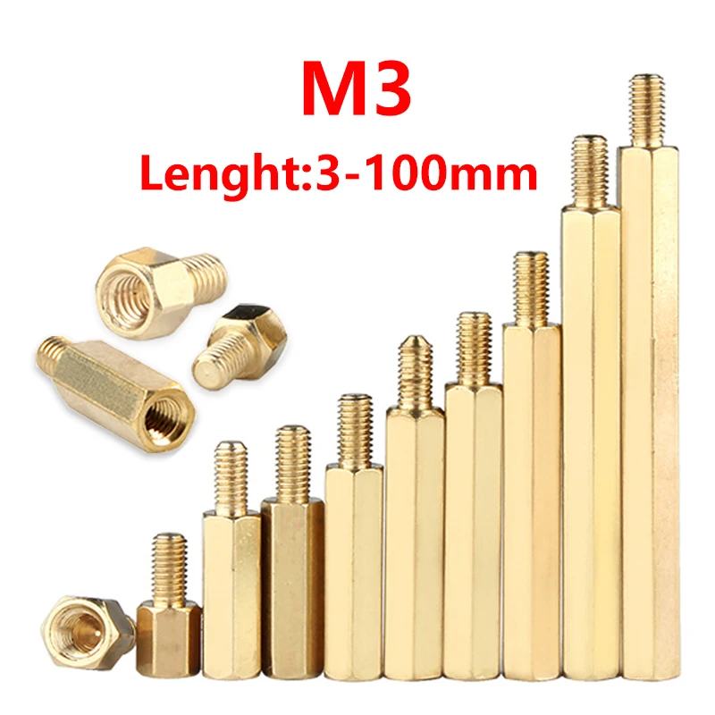 

Thread M3*L+3/4/5/6/8mm Hex Brass Standoff Spacer Screw Pillar Fixed PCB Computer PC Motherboard Female Male Standoff Spacer