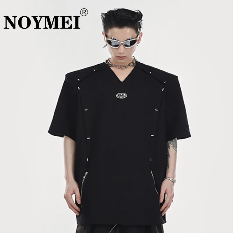 NOYMEI Shoulder Pad Short Sleeve Men's Casual T-shirt Zipper Metal Rivet Summer Niche Pocket Patchwork High Street Top WA1329
NOYMEI Shoulder Pad Short Sleeve Men's Casual T-shirt Zipper Metal Rivet Summer Niche Pocket Patchwork High Street Top WA1329