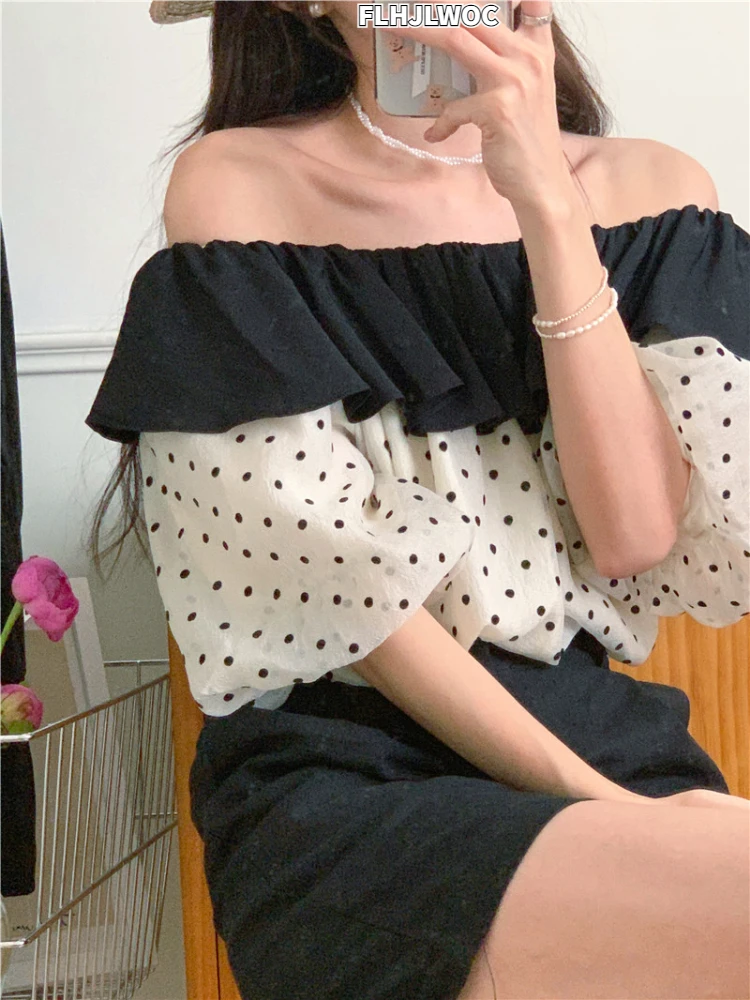 Off Shoulder Tops Blouses 2022 Woman Summer Holiday Date Cute Sweet Girls Sexy Black Chiffon Ruffles Dot Shirts
Off Shoulder Tops Blouses 2022 Woman Summer Holiday Date Cute Sweet Girls Sexy Black Chiffon Ruffles Dot Shirts