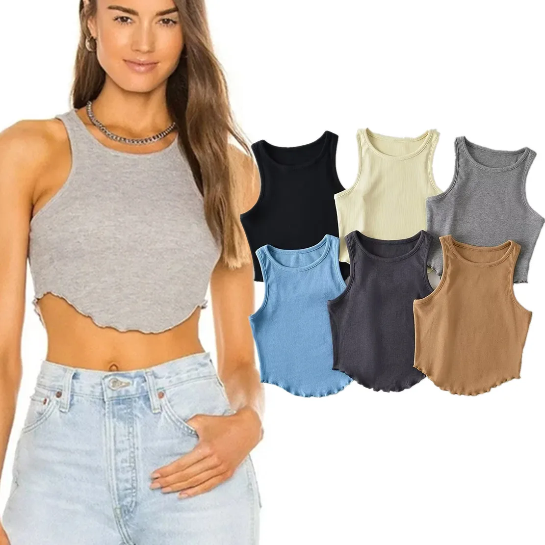Maxdutti Crop Tops Camisole Summer Tshirts Women Ins Fashion Blogger Multicolor Knitted Rib Ruffles Short Tshirts Tank
Maxdutti Crop Tops Camisole Summer Tshirts Women Ins Fashion Blogger Multicolor Knitted Rib Ruffles Short Tshirts Tank