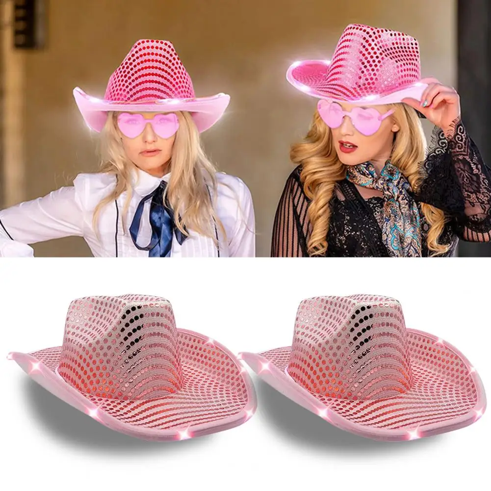 LED Glowing Cowboy Caps for Women Men Christmas Halloween Carnival Costume Party Play Dress Props Western Sequin Cowgirl Hats
LED Glowing Cowboy Caps for Women Men Christmas Halloween Carnival Costume Party Play Dress Props Western Sequin Cowgirl Hats
