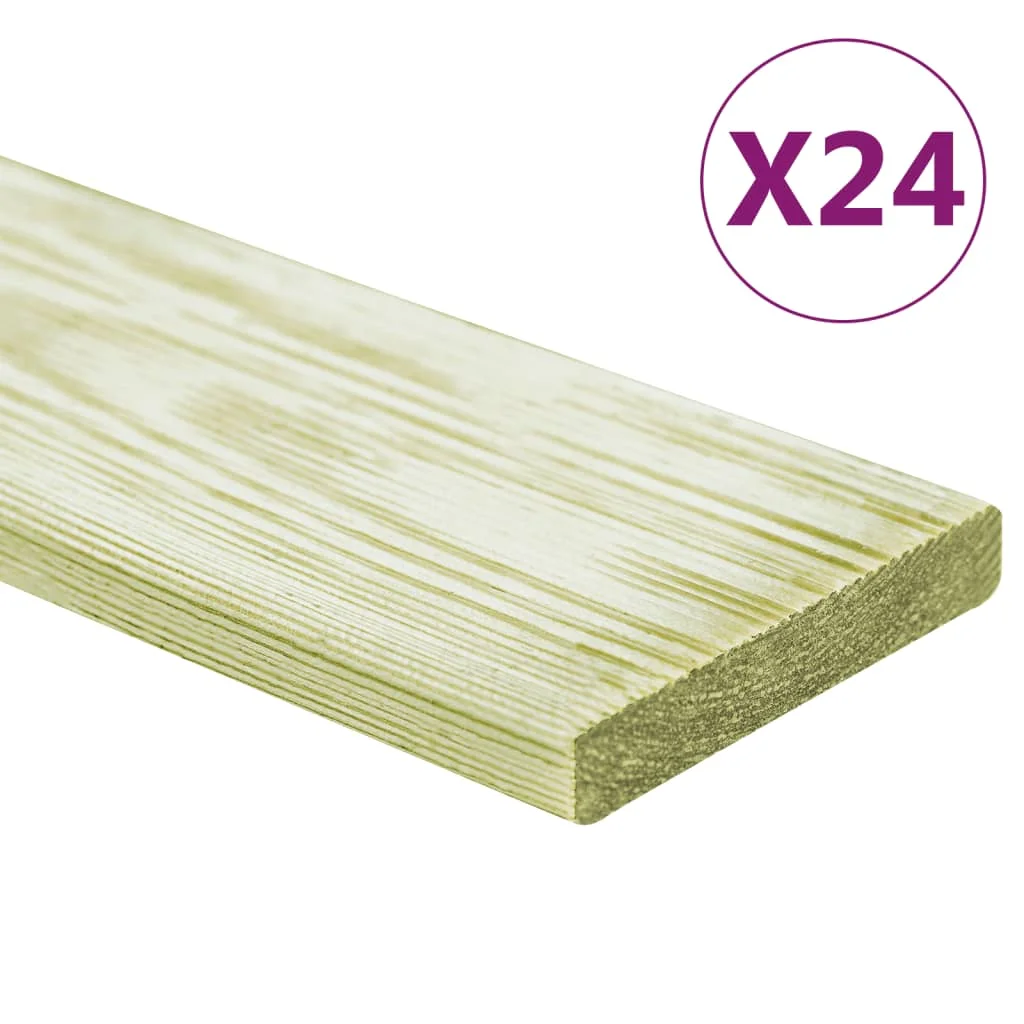 

24 pcs Decking Tiles, Impregnated Pine Wood Decking Boards & Flooring, Home Decoration 100 x 12 x 2.05 cm 2.88 ㎡