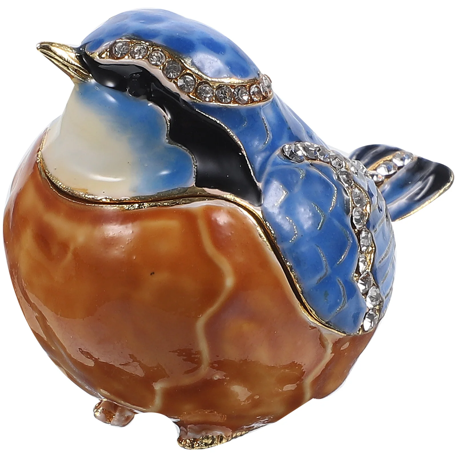 

Delicate Rhinestone Decorated Jewelry Box Bird Modeling Trinket Holder Enameled Bird Ornament