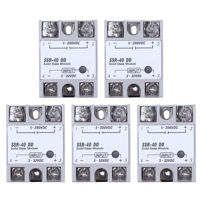 5X Single Phase Solid State Relay DC-DC SSR-40DD 40A DC3-32V DC5-60V White+Silver
5X Single Phase Solid State Relay DC-DC SSR-40DD 40A DC3-32V DC5-60V White+Silver