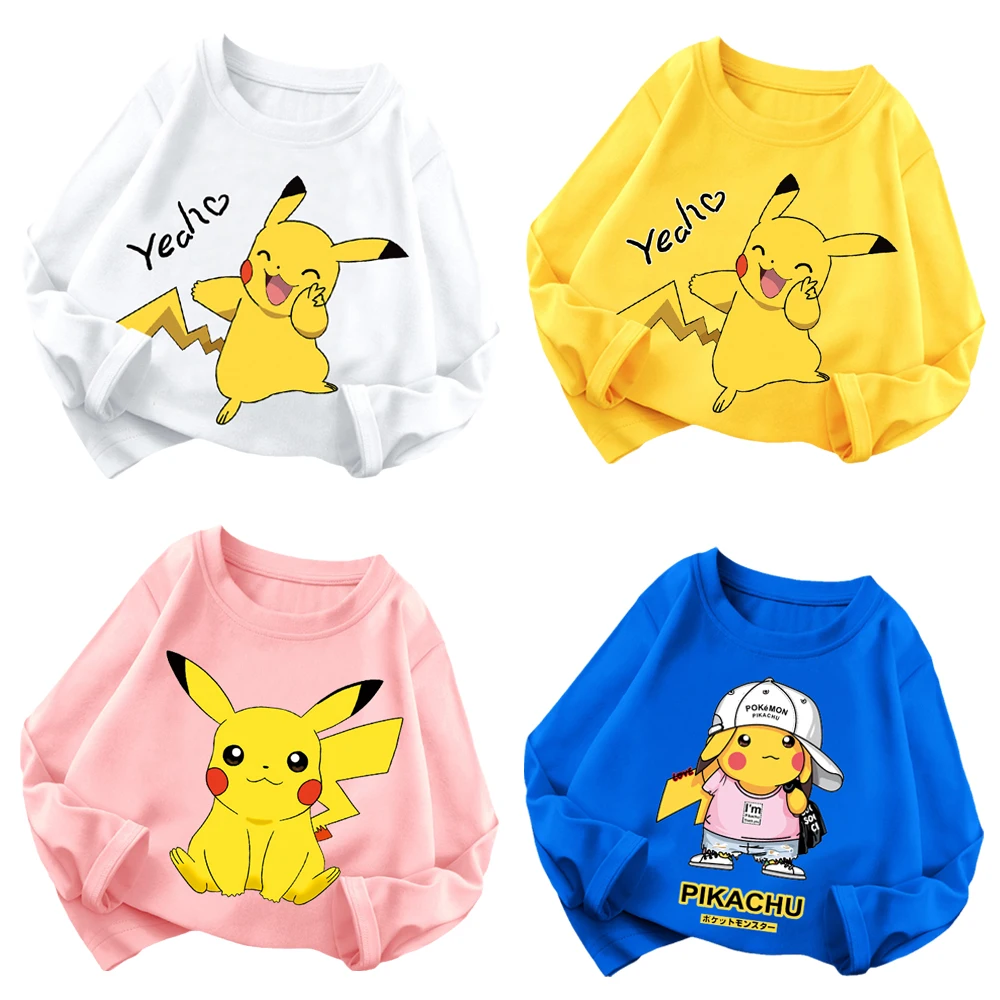 Pokemon Anime Kawaii Pikachu Girls Long Sleeved T-shirt Spring Autumn Children Leisure Pure Cotton Cartoon Tops Kids Gifts
Pokemon Anime Kawaii Pikachu Girls Long Sleeved T-shirt Spring Autumn Children Leisure Pure Cotton Cartoon Tops Kids Gifts
