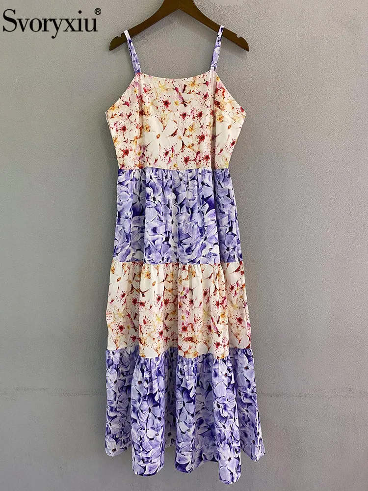 

Женское платье миди Svoryxiu, разноцветное платье на тонких бретелях с высокой талией и цветочным принтом в стиле пэчворк на лето 2019