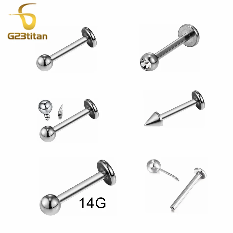 

6-12mm Titanium Piercing Labret Stud Lip Ring 16G Barbell Ear Cartilage Helix Tragus Earring Medusa Bar Body Jewelry Accessories