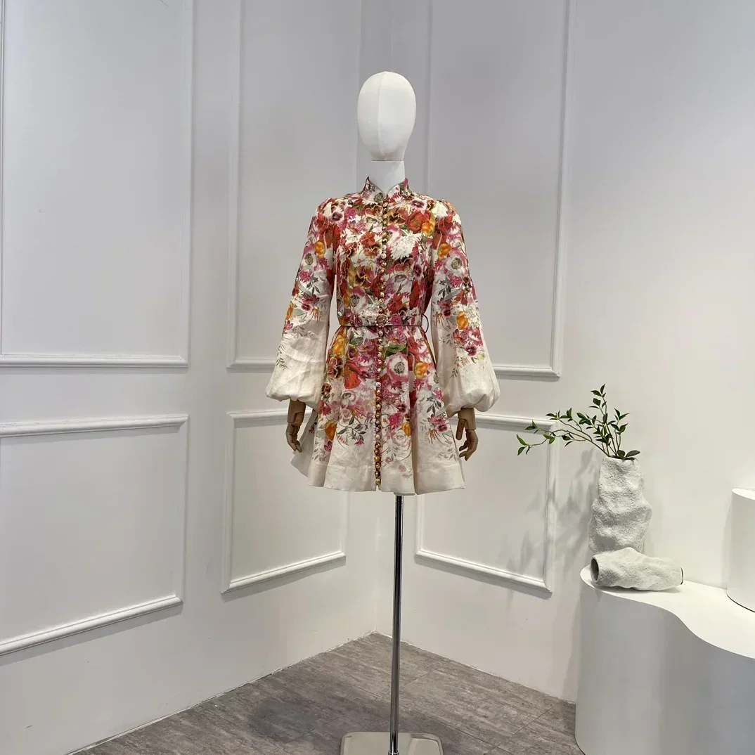 2023 new Collection Linen Top Quality Vintage Long Lantern Sleeve Floral Print Belt Button A-line Woman Mini Dress
2023 new Collection Linen Top Quality Vintage Long Lantern Sleeve Floral Print Belt Button A-line Woman Mini Dress