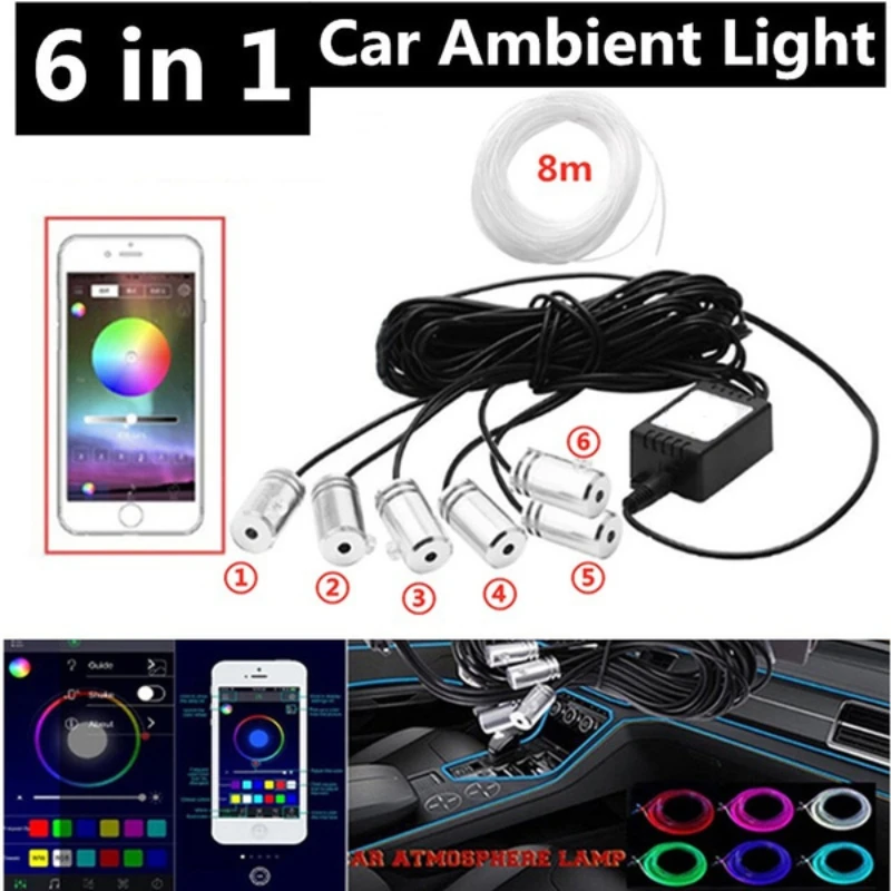 Car Interior Neon RGB Led Strip Lights 2/4/6 in 1 Bluetooth App Control Decorative Lights Ambient Atmosphere Dashboard Lamp 12V
Car Interior Neon RGB Led Strip Lights 2/4/6 in 1 Bluetooth App Control Decorative Lights Ambient Atmosphere Dashboard Lamp 12V