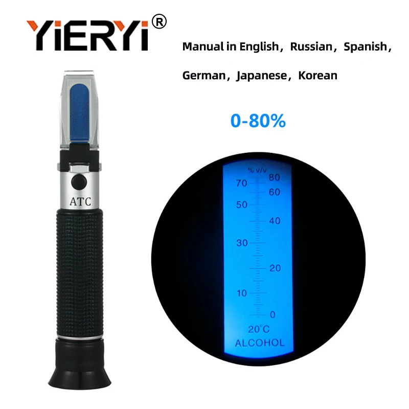 yieryi Portable Refractometer Design For Liquor Alcohol Refractometer Content Tester 0-80% V/V ATC Refractometer
yieryi Portable Refractometer Design For Liquor Alcohol Refractometer Content Tester 0-80% V/V ATC Refractometer
