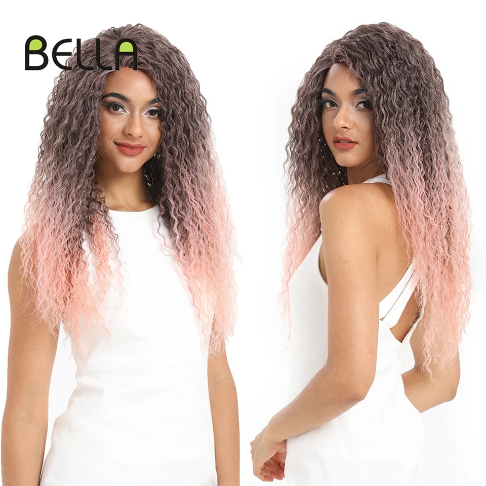 Bella Part Lace Wigs Synthetic Curly Wave Wigs 26 Inch Ombre Pink Color Cosplay Wigs For Women Heat Resistant Synthetic Wigs 
Bella Part Lace Wigs Synthetic Curly Wave Wigs 26 Inch Ombre Pink Color Cosplay Wigs For Women Heat Resistant Synthetic Wigs