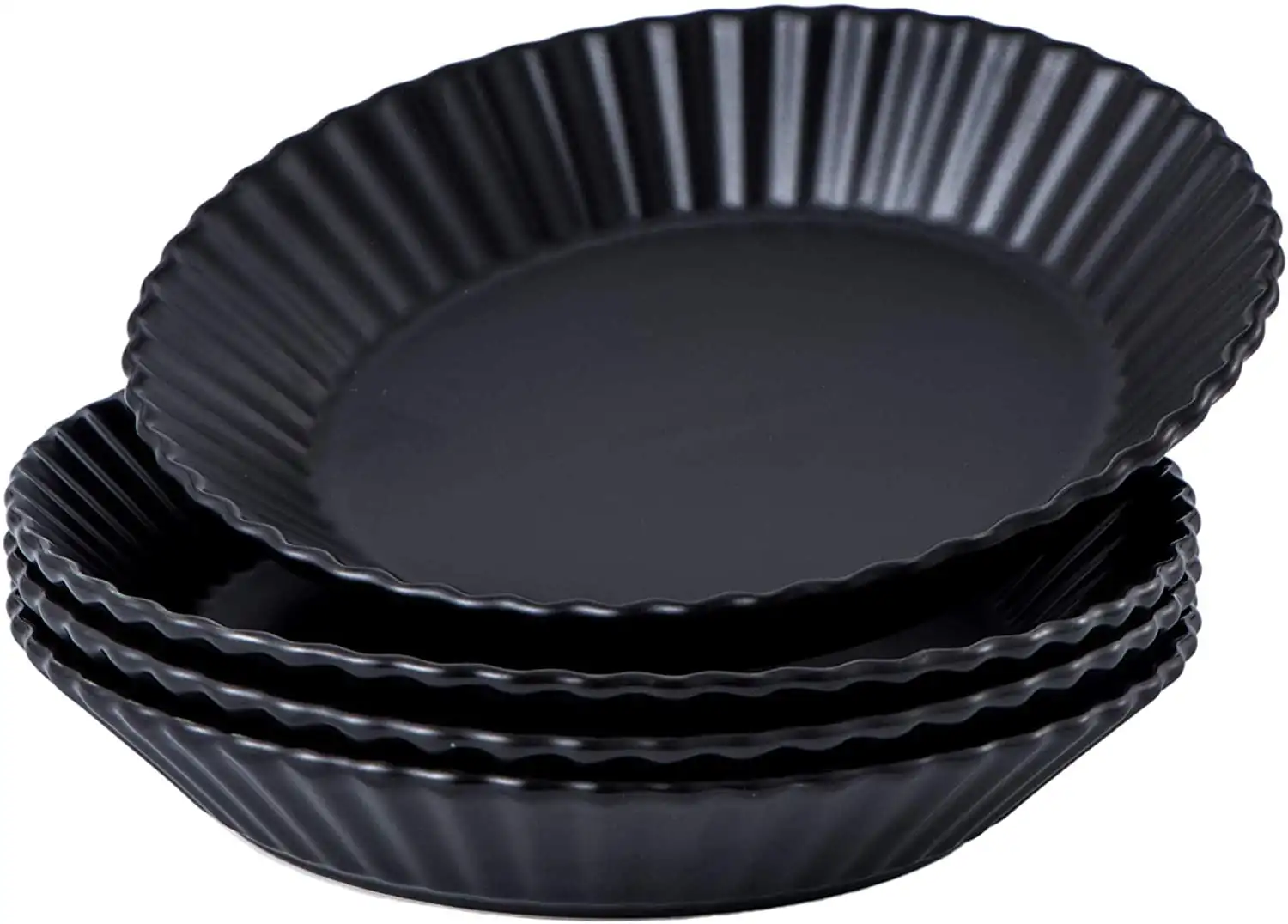 Set of 4 Elegant Matte 8" Round Ceramic Restaurant Serving Inner Fluted Dessert Salad Plates, Black
Set of 4 Elegant Matte 8" Round Ceramic Restaurant Serving Inner Fluted Dessert Salad Plates, Black