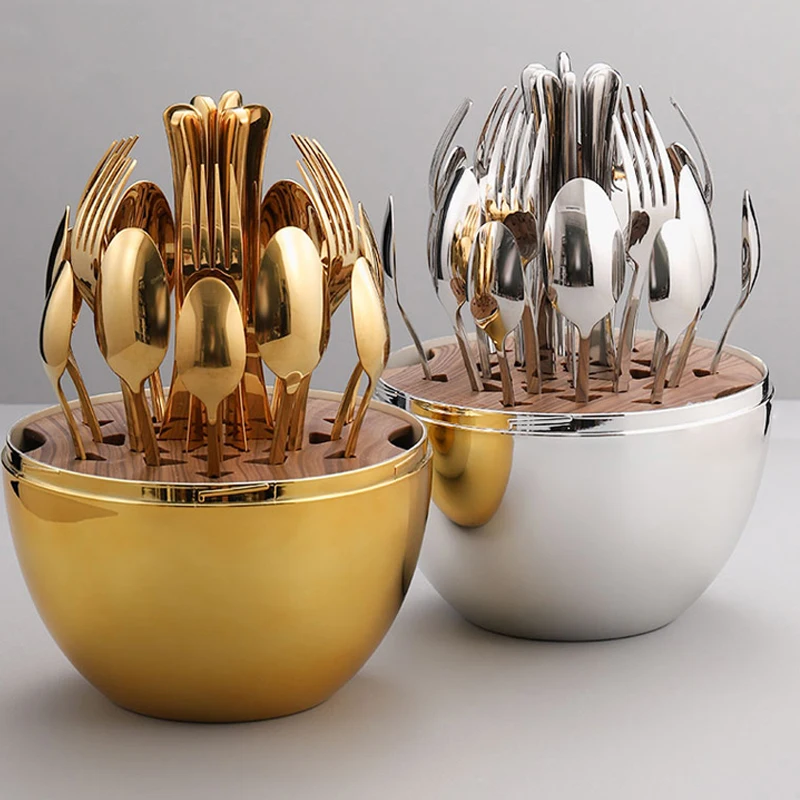 24 Pieces Stainless Steel Cutlery Set Spoon Fork Knife Kit Mood Egg Tableware Set for Family Party Luxury Gift Box Set
24 Pieces Stainless Steel Cutlery Set Spoon Fork Knife Kit Mood Egg Tableware Set for Family Party Luxury Gift Box Set