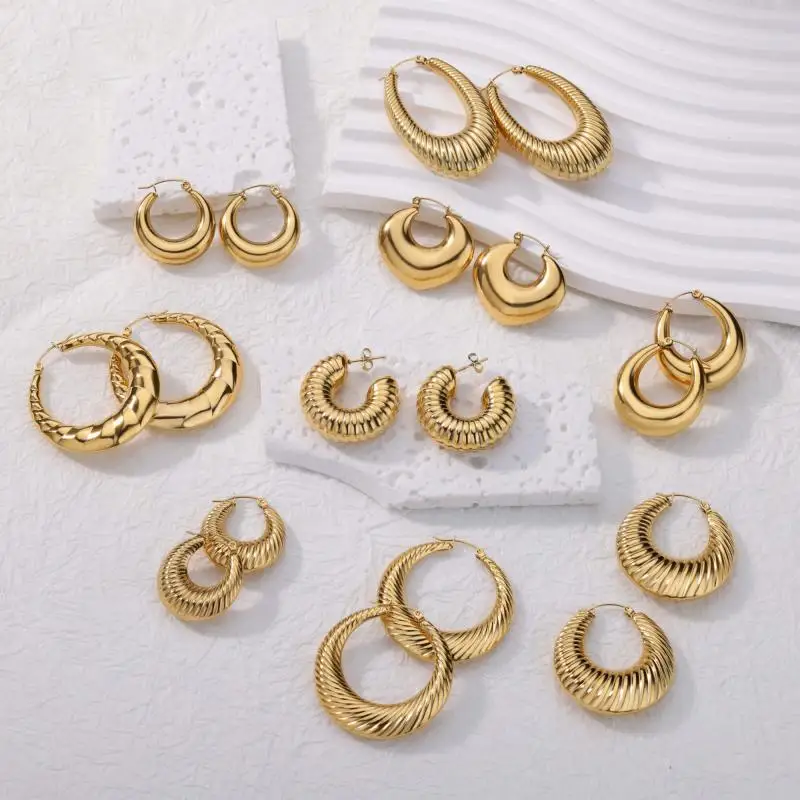 Simple Round Stainless Steel Earrings for Women Gold Plated Piercing Hoop Earring Korean Vintage Jewelry Gift for Lover Mother
Simple Round Stainless Steel Earrings for Women Gold Plated Piercing Hoop Earring Korean Vintage Jewelry Gift for Lover Mother